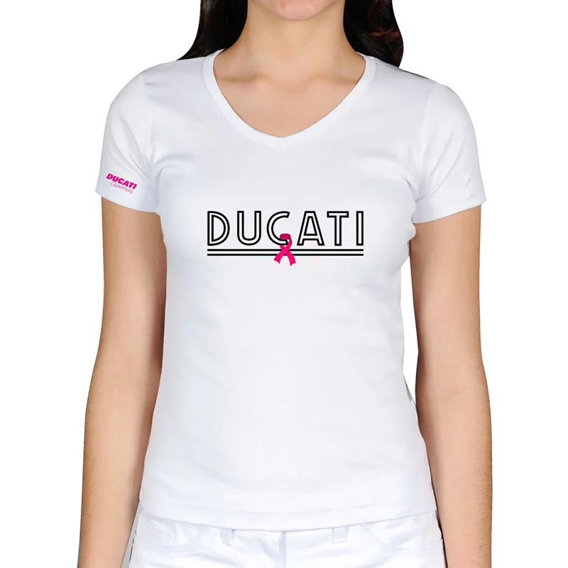 Camiseta solidária - Outubro Rosa: mulheres que pilotam Ducati são de fibra e se cuidam