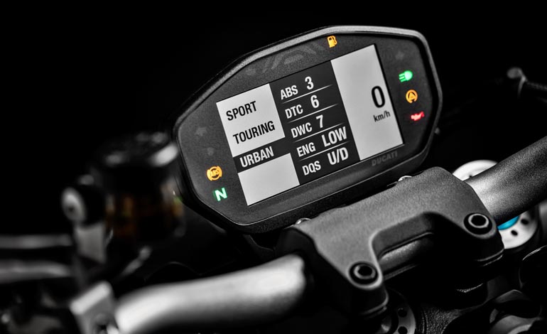 Painel de instrumentos TFT - Ficha Técnica da Ducati Monster 1200 S