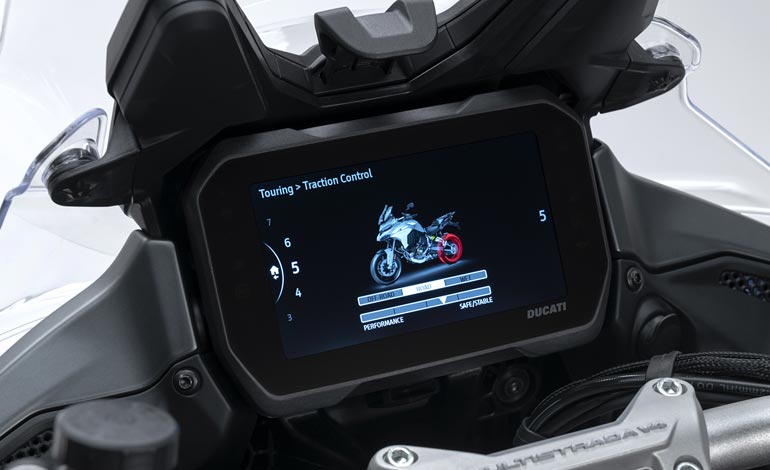 Painel de instrumentos TFT - Ficha técnica da Ducati Multistrada V4 S Painel de instrumentos TFT - Ficha técnica da Ducati Multistrada V4 S